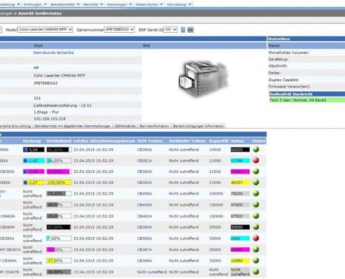Druckverwaltungssoftware : Damit kein Gerät mehr leer läuft, wird die Versorgung der Toner oder Tinte automatisch verwaltet.