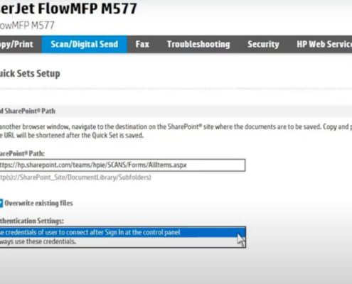 Um SharePoint nutzen zu wollen, sind diverse Einstellungen an Kopierern vorzunehmen.